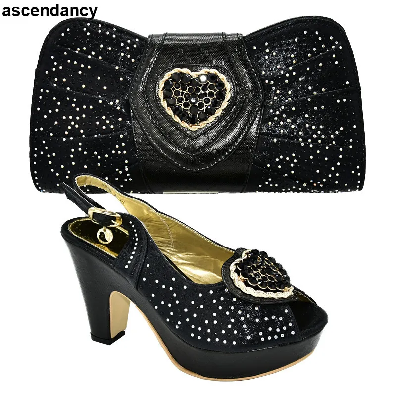 Новейший дизайн комплект из сумки и туфель вечерние туфли сумочка в итальянском