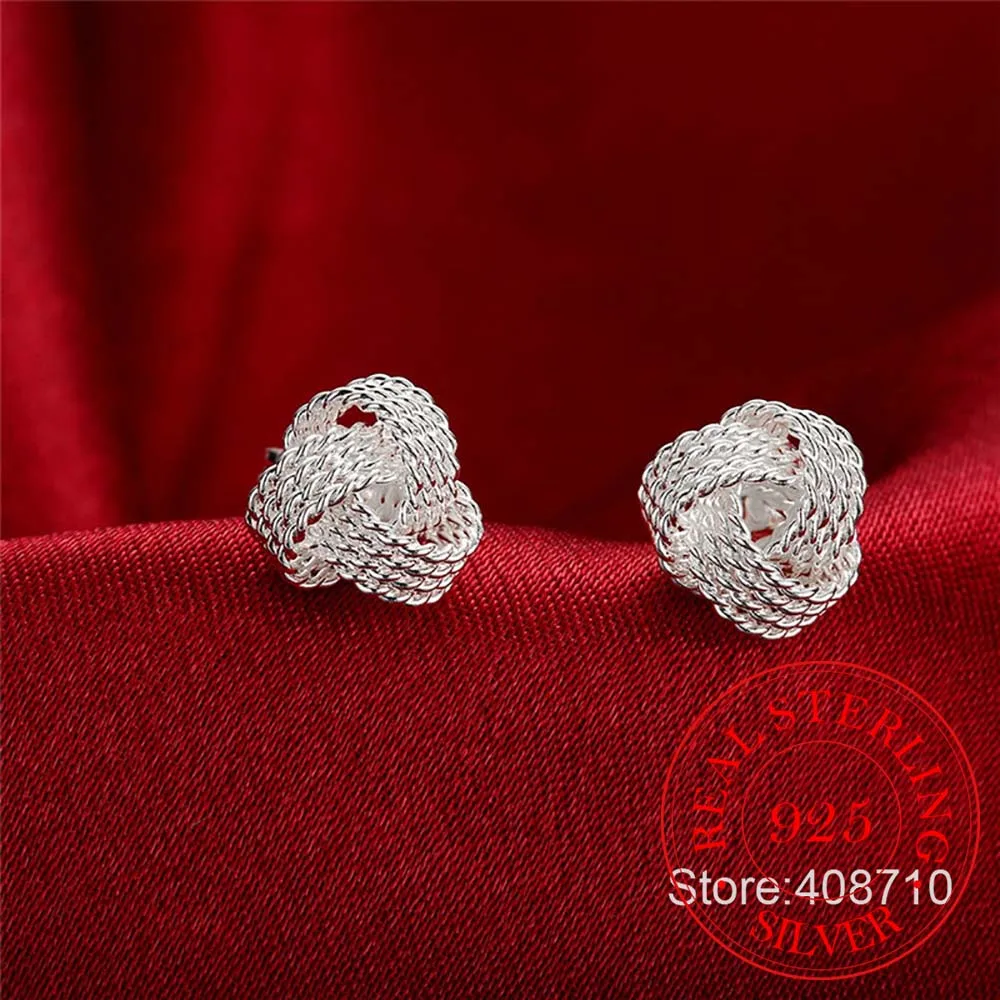 

New Fashion Jewelry 925 Sterling Silver Tennis Net Web Stud Earings For Women Girls 2020 Summer Style Ball Earring Ear Studs