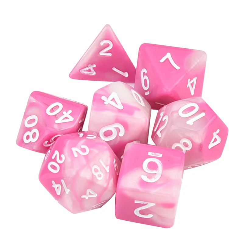 7 шт. игральные кости набор trgp игра полихедрон D4-D20 многогранный новая башня для игральных костей акриловые dados rpg двухцветные многоцветные игральные кости DND 30A19