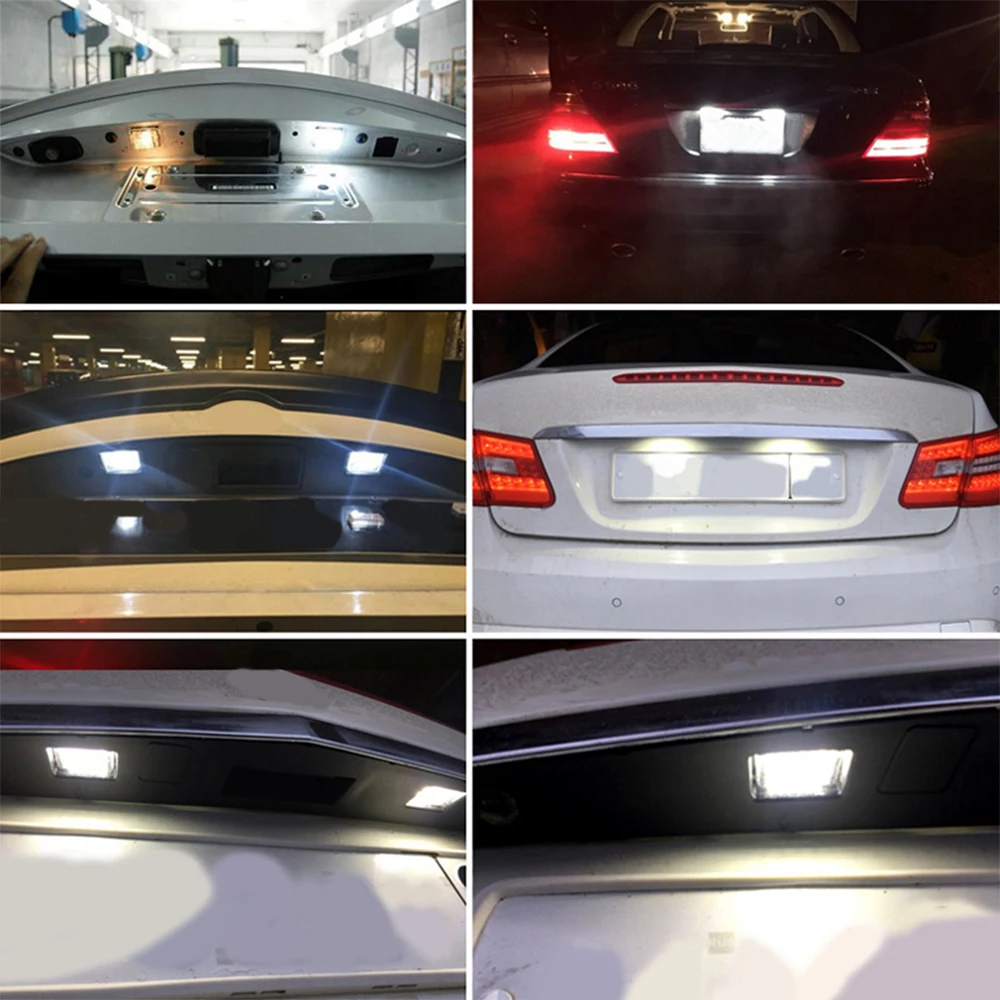 

2 Pcs Canbus LED Car Number License Plate Light Assembly For Mercedes Benz W204 W212 W216 W221 W207 W218 Auto Lamp Luces 6000K