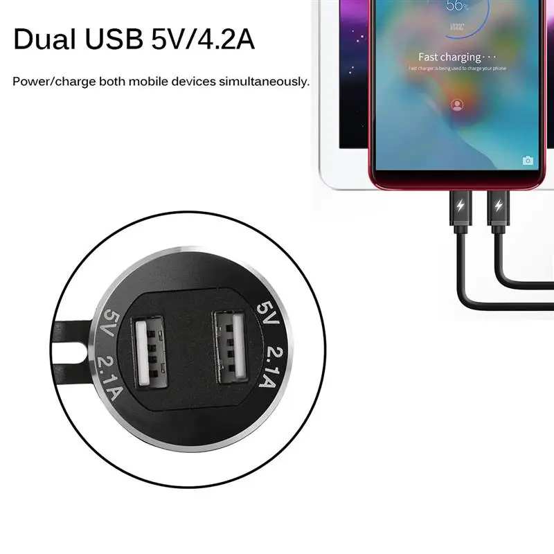 Onever Motorcycle Dual USB Charger 12-24v 4.2A Voltmeter Aluminum Alloy for EU Power Socket BMW | Автомобили и мотоциклы