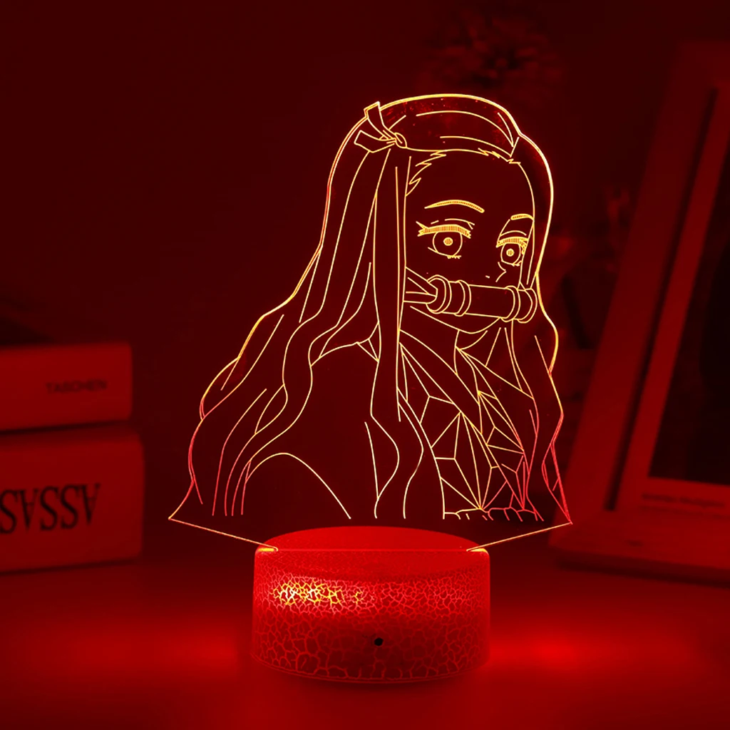 

Ночник с аниме «рассекающий демонов», светодиодный светильник Tanjirou, лампа для комнаты Nezuko Kimetsu No Yaiba, иллюзия, декор на день рождения, подарок...