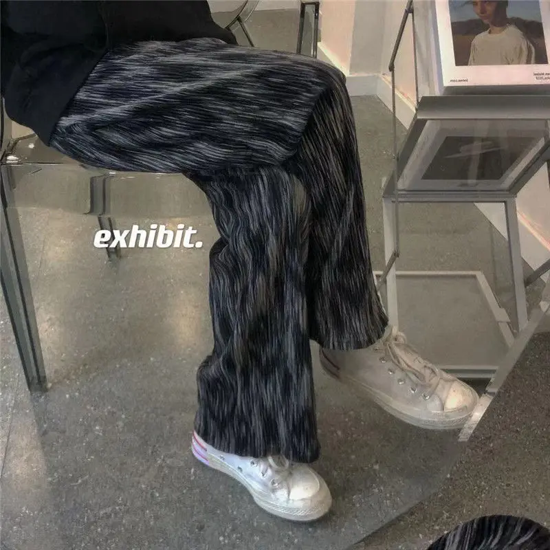 

Tie dyed pants women's high waist show thin versatile casual pants straight tube loose wide leg pants spring summer retro Hong