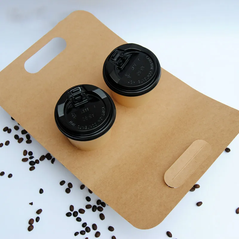 50pcs Net red creative cup holder takeaway coffee packaging portable 1 cup/2 cups paper plastic | Дом и сад