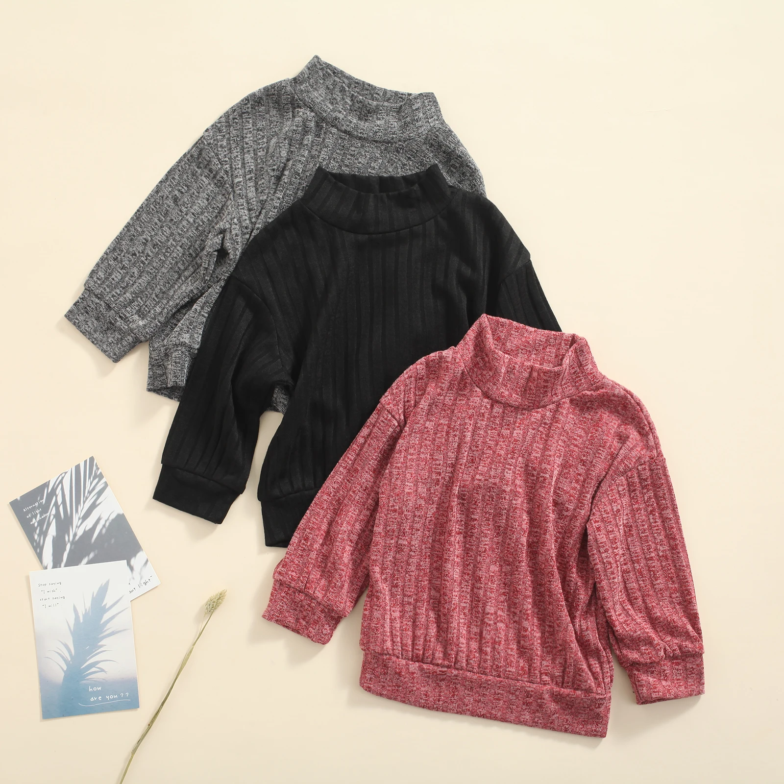 Пуловер детский однотонный с высоким воротником на возраст 2-7 лет | Детская