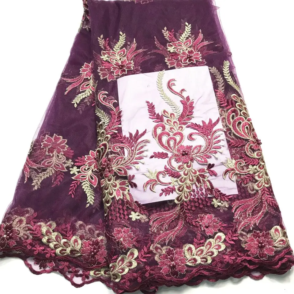 Новейшие серебристые серые африканские кружева ткани с вышивкой французские