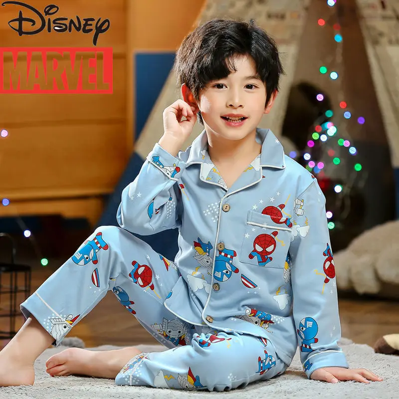 

Disney Marvel Kids Spider Man Pajamas Boys Cartoon Creative Set Spring Cotton Long Sleeve Thin Big Kids Homewear