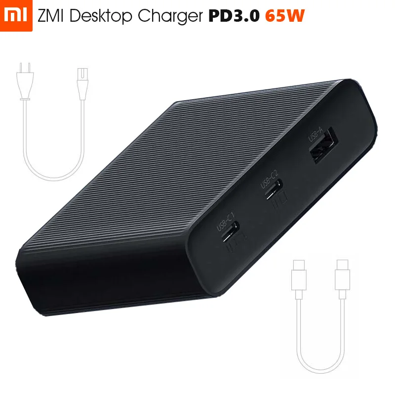 Standard Оригинальное настольное зарядное устройство Xiaomi ZMI 65 Вт 3 порта PD3.0 USB 2C1A для Android iOS переключатель PD 3,0 QC умный выход Макс Solo c1-65w - Тип штекера: Standard