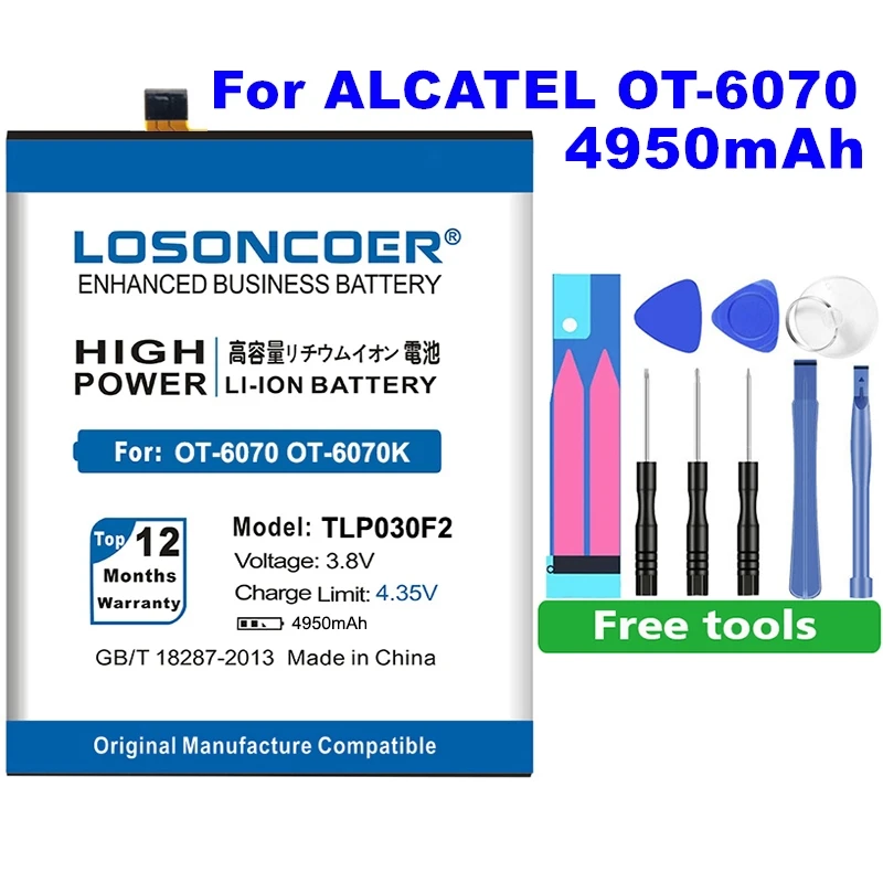 

4950mAh TLP030F1 TLP030F2 Battery For BlackBerry DTEK60 For Alcatel One Touch Idol 4S OT-6070Y OT-6070 OT-6070K OT-6070O