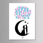 Свадебная вечеринка, Стиль 50x70 см, разные размеры, луна, для пары, идентификация по отпечатку пальца, детский подарок