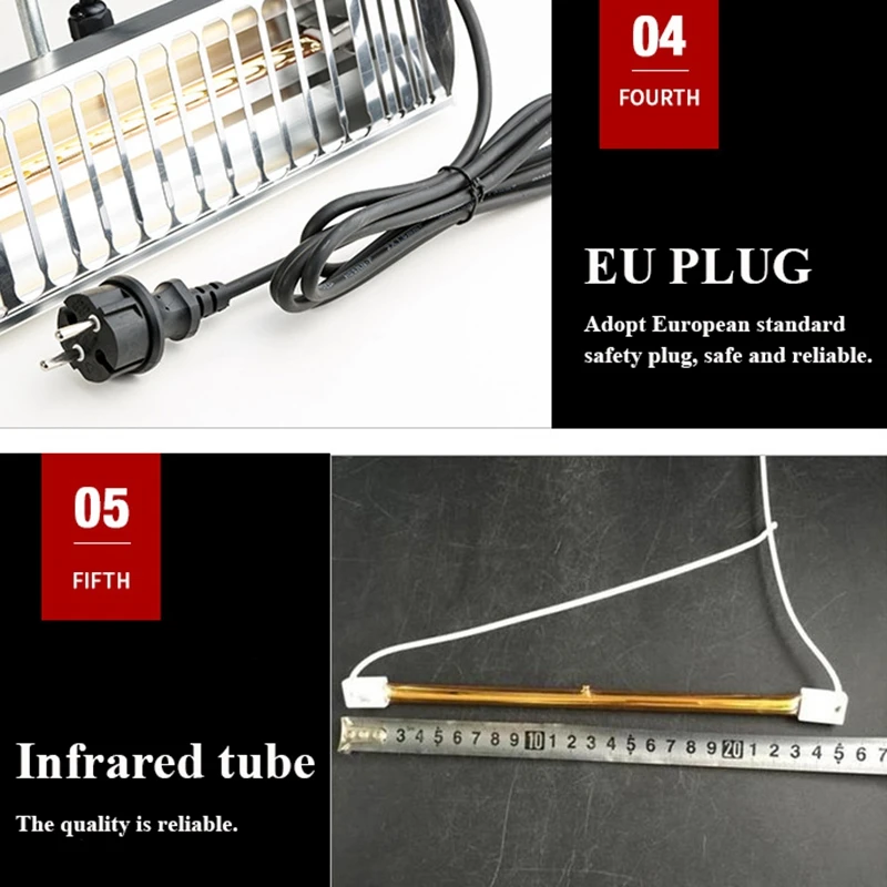 

1000W Car Body Spray Drying Heating Light Paint Curing Lamp Handheld Baking Booth Heater Drying Solar Film Light EU Plug