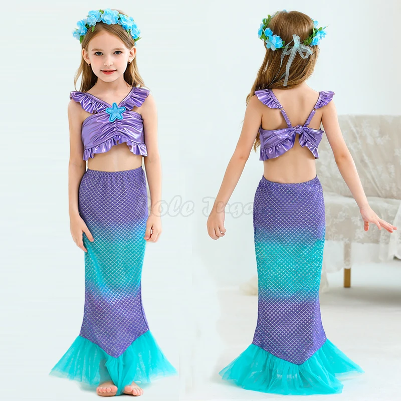 3 предмета в комплекте новинка юбка виде хвоста русалки для детей костюмы