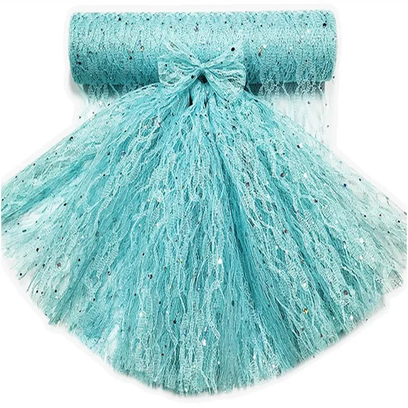 Кружевная лазерная ткань с блестками 30 см х 10 ярдов для поделок детского душа