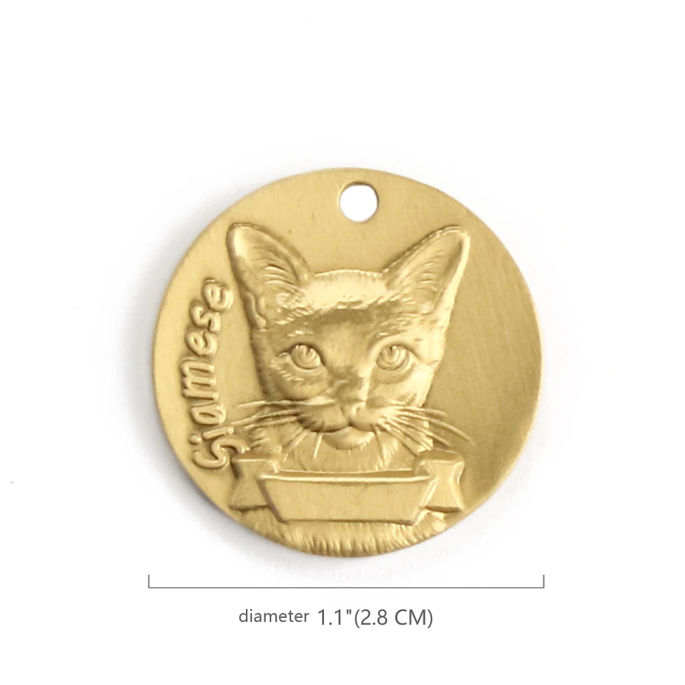 siamese Гравировка кошка ID бирка высокого качества чистая медь индивидуальные Маленькие кошки бирки 6221002 украшения на шею кошка без шерсти - Цвет: siamese