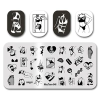newest nail stamp mouteen046 sex girl body razor blade nail stamping plates manicure set for nail art stamper