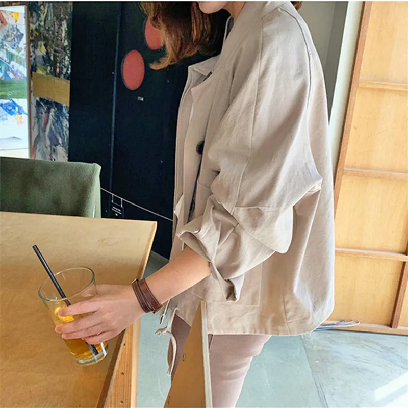 Оснастка ветреная Свободная куртка с карманом и воротником осенняя Новая тонкая