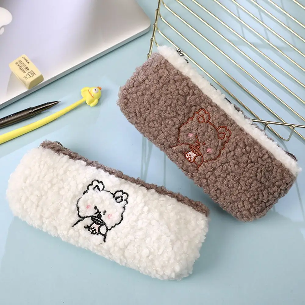 

Cute Plush Bear Pencil Case Girl Cartoon Cosmetic Bag Student Storage Bag Coin Purse Pencil Case Office Pencil Case Stationery