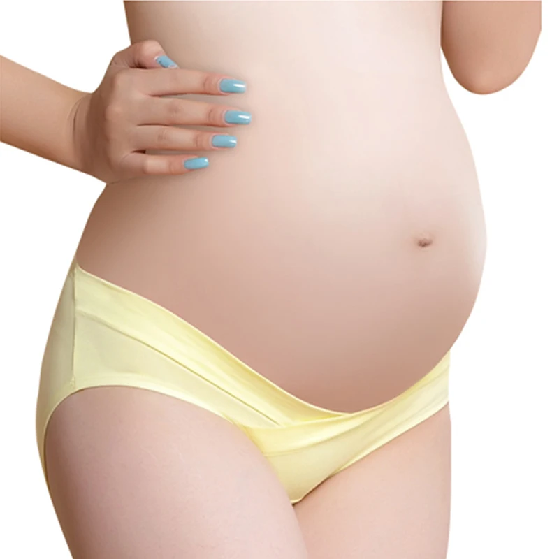 Чистый хлопок сексуальные трусики для беременных низкая талия V трусы летнее