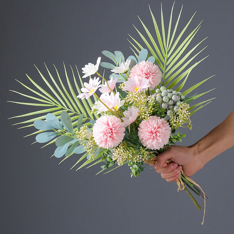 

Artificial Rose Hydrangea Bunch Wedding Table Decoration Home Living Room Office Decor Silk Flowers Berry Plant Bride Bouquet