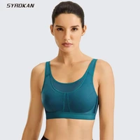 syrokan womens high impact support plus size wirefree bounce control gym workout sports bra
