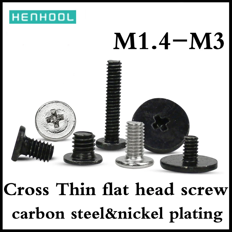 

Cross recessed Wafer Flat Head CM Screws thin flat head notebook computer screw Nickel plated and carbon steel M1.4M2M2.5M3