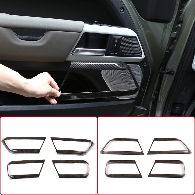 For Land Rover Defender 90 110 2020-2022 Car Inner Door Handle Frame Cover Trim Sticker Carbon Fiber ABS Interior Accessories