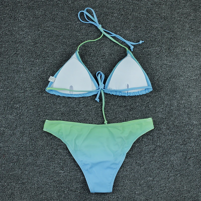 

Gradient Red Micro Bikini 2021 Sexy Swimwear Women Lace Up Bikini Set Swimsuit Beachwear Bathing Suit Biquini Two Piece Summer
