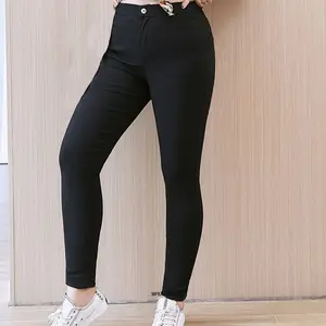 Женские узкие брюки-карандаш с завышенной талией, черные эластичные весенние брюки, модель 10XL, 150 кг