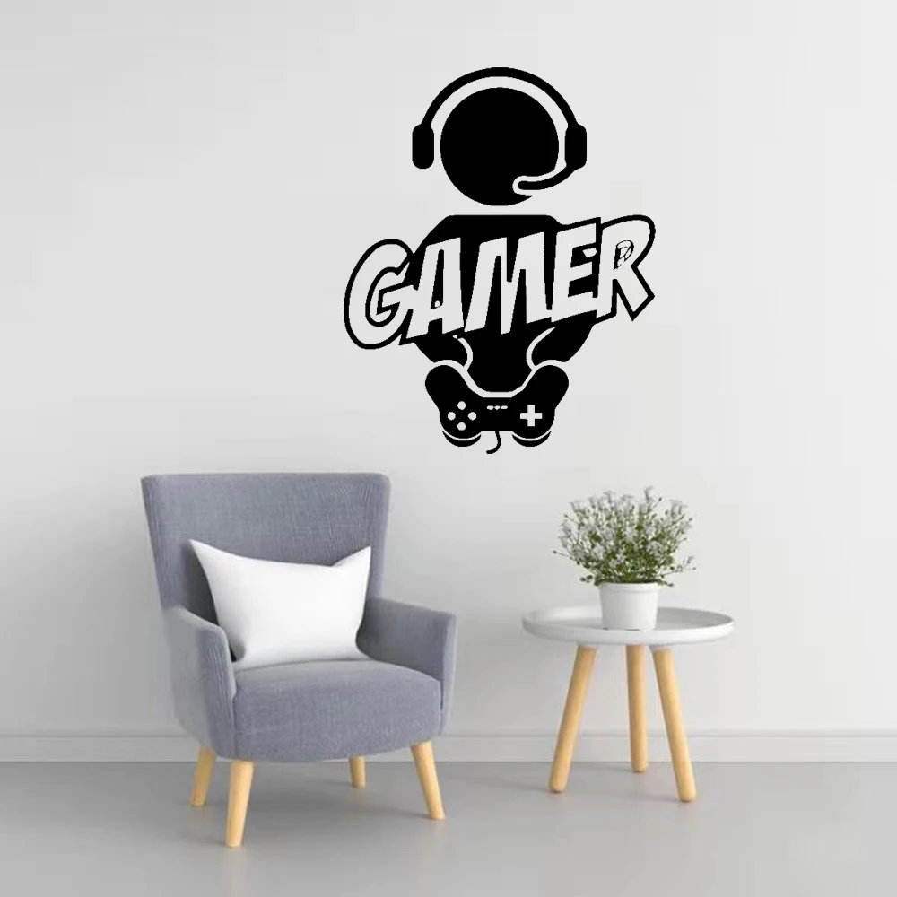 

Carved Gamer Wall sticker Vinyl Mural Wallpaper For Kids Room Decoration Decals boys ps4 Gaming poster Decor door Sticker