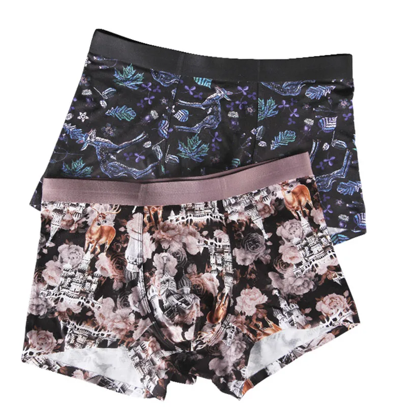 IYUNYI Men Underwear High Quality Modal Breathable Boxer Shorts Fashion Printed Men's Underpants Bikini Male Panties Homewear | Мужская