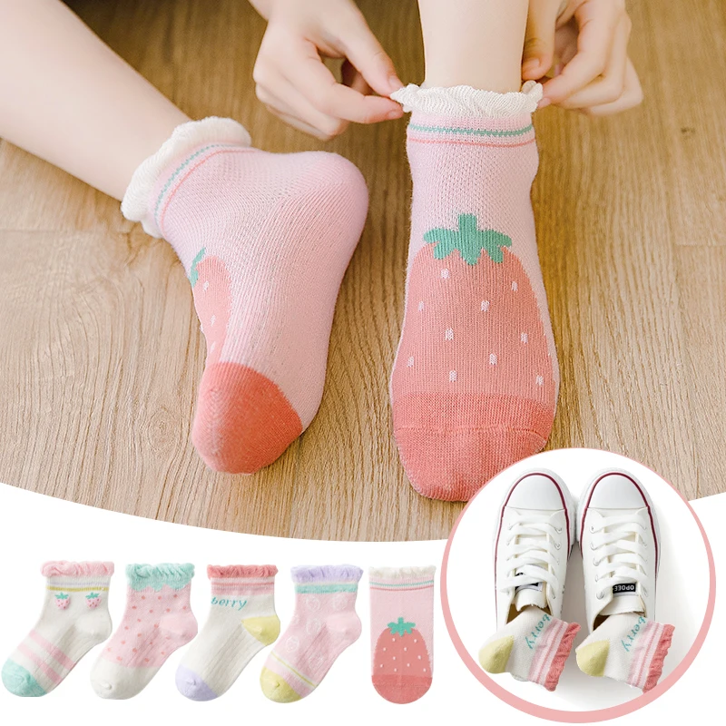 

5Pairs Children's-Socks Boys And Girls Cotton Socks Summer Thin Student Sports Socks