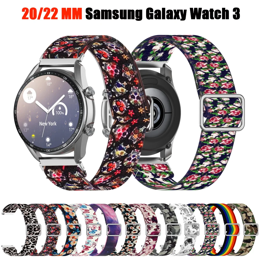 

20 мм на бретелях с рисунком для Samsung Galaxy Watch 3 41 мм/Amazfit GTR 42 мм/huawei gt2 42 мм Смарт-часы 22 мм эластичная лента для huawei gt