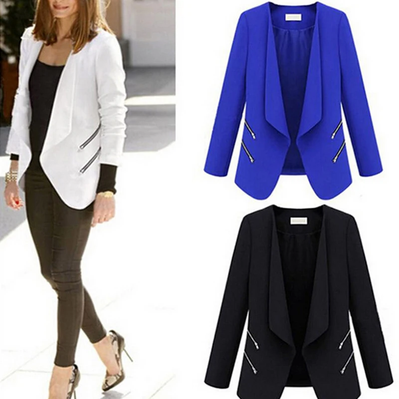 

Women's Basic Coat 2020 Spring Autumn Cardigan Solid Blazers Office Lady Jacket Female Long Sleeve Casual Elegant Outwear M196