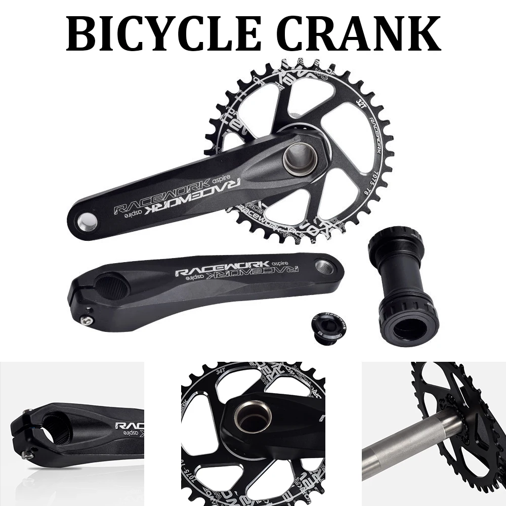 

Mountain Bike Crankset Bicycle Cranks Aluminum Alloy Cranks For Bicycle Accessories Crank + Bottom Bracket 32T 34T 36T 38T Plate