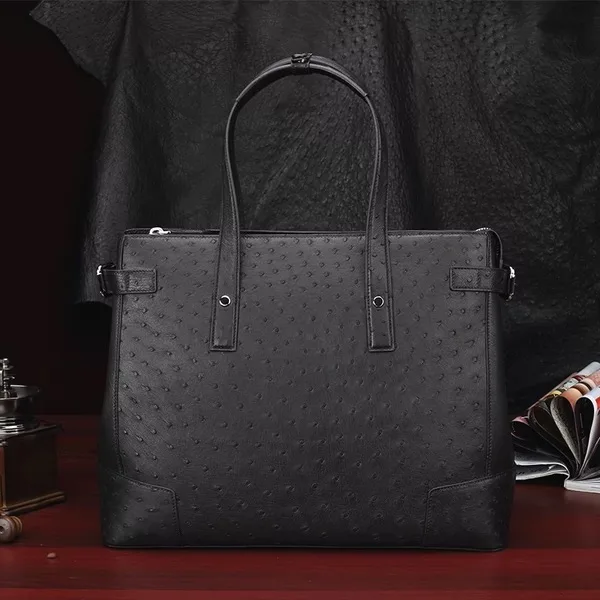 Деловой стиль настоящая кожа страуса мужская сумка с верхней ручкой натуральная