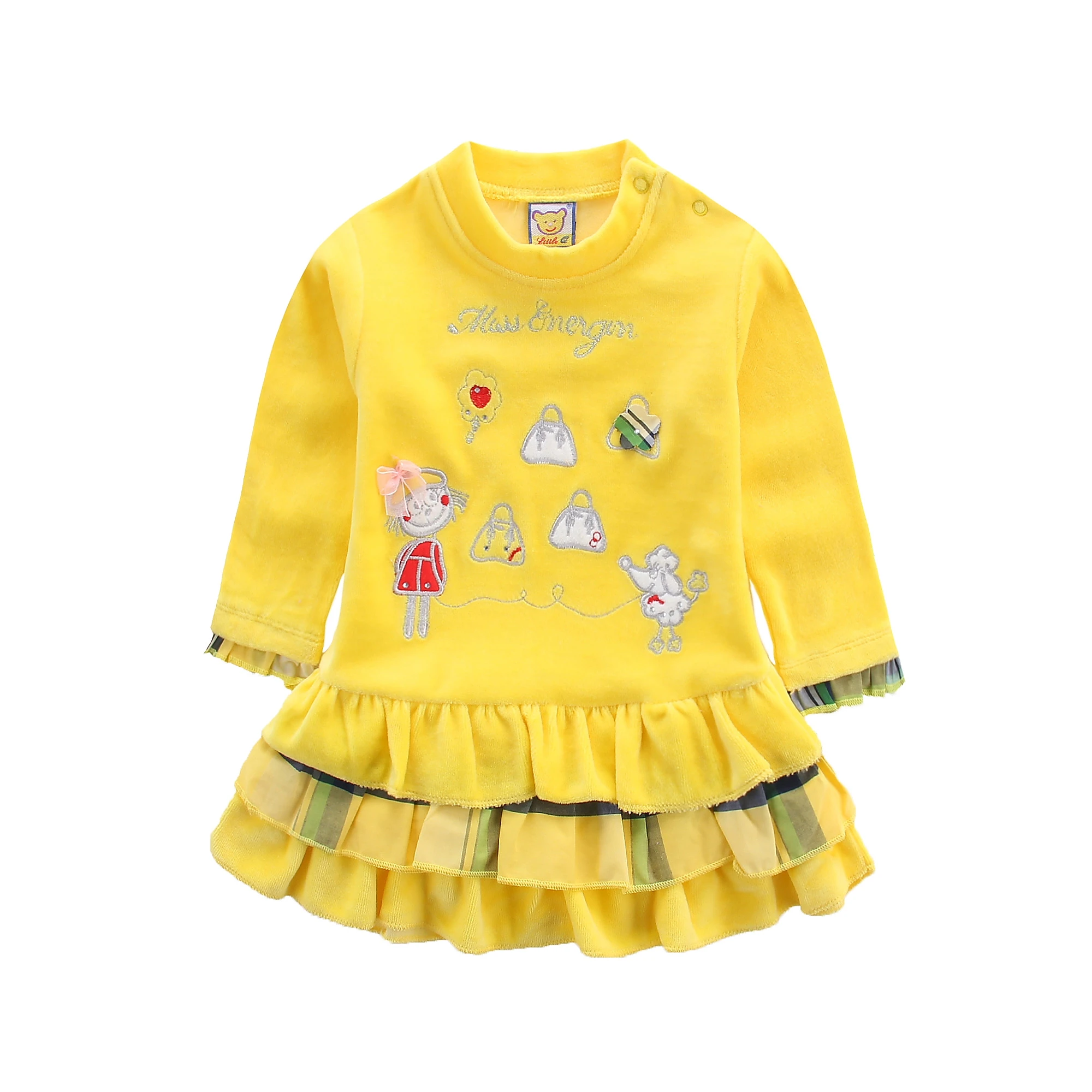 

Baby Girls Dress Spring Long Sleeve Skirts Velvet 0 to 12 Months