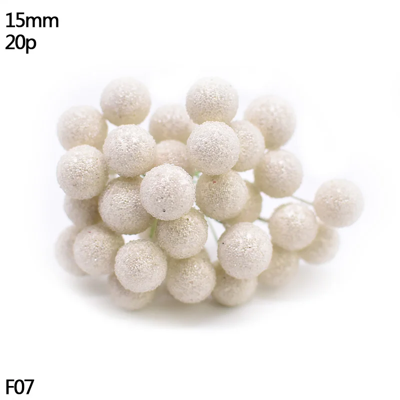 W07-20pcs white Ручной работы искусственный цветок Stamen Christma голубой цветок вишня ягоды Букет DIY Свадебный Рождественский венок Ремесло Подарок Украшение - Цвет: W07-20pcs white