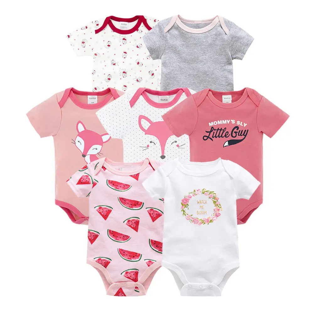 

Honeyzone 2020 Hot Sale Baby Girl Clothes 7Pcs/Lot Short Sleeve Summer Jumpsuit Infant Cute Overalls Roupa De Bebe Recem Nascido