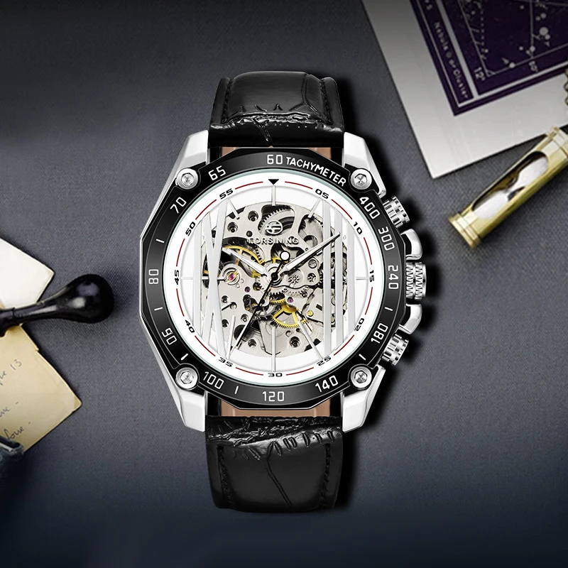 Лидирующий бренд FORSINING Военный Спортивный Дизайн Прозрачный Скелет циферблат