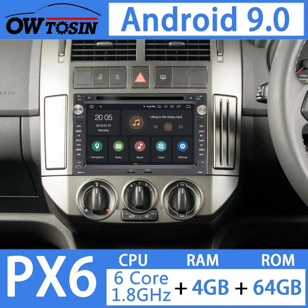 " Android 9,0 PX6 4G+ 64G Автомобильный DVD для шкода Octavia VW Volkswagen для Golf, jetta, POLO SHARAN Passat b5 Golf T4 T5 Seat Ibiza Radio gps