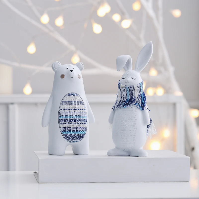

Creative Rabbit Bear Resin Crafts Miniature Figurines Mini Animal Fairy Garden Gifts Home Decoration Accessories For Living Room
