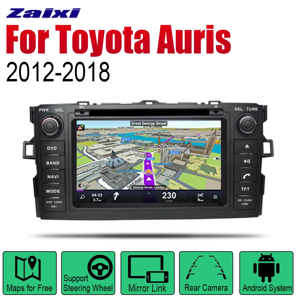 Автомагнитола ZaiXi на Android 2 Din DVD для Toyota Auris / Corolla Hatchback 2012 ~ 2018 автомобильный