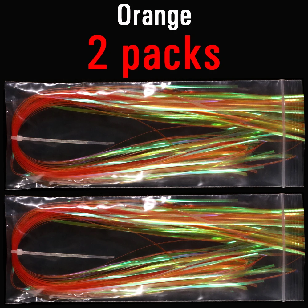 2packs Orange ICERIO 2 упаковки 2 мм плоская Mylar Flashabou голографическая Mirage вспышка мишура Nymph Scud приманка крючок синтетический мухобойный материал - Цвет: 2packs Orange