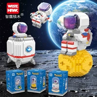 617pcs space astronaut micro building blocks wisehawk spaceman diamond mini brick figures kids toys with display box led light