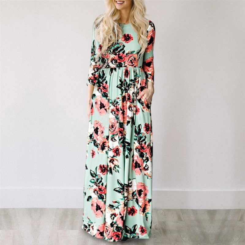 

Women Summer Floral Print Maxi Dress 2021 White Boho Beach Dress Women Evening Party Long Dress Plus Size Vestidos Female
