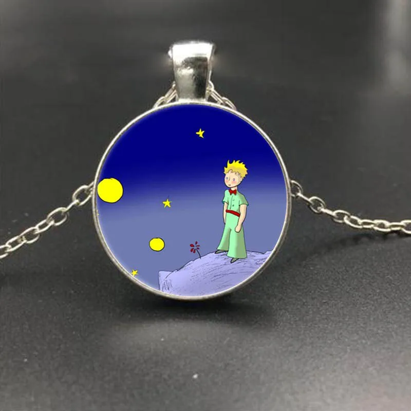 Ожерелье с изображением лисы под луной Маленького принца ожерелье со стеклянным