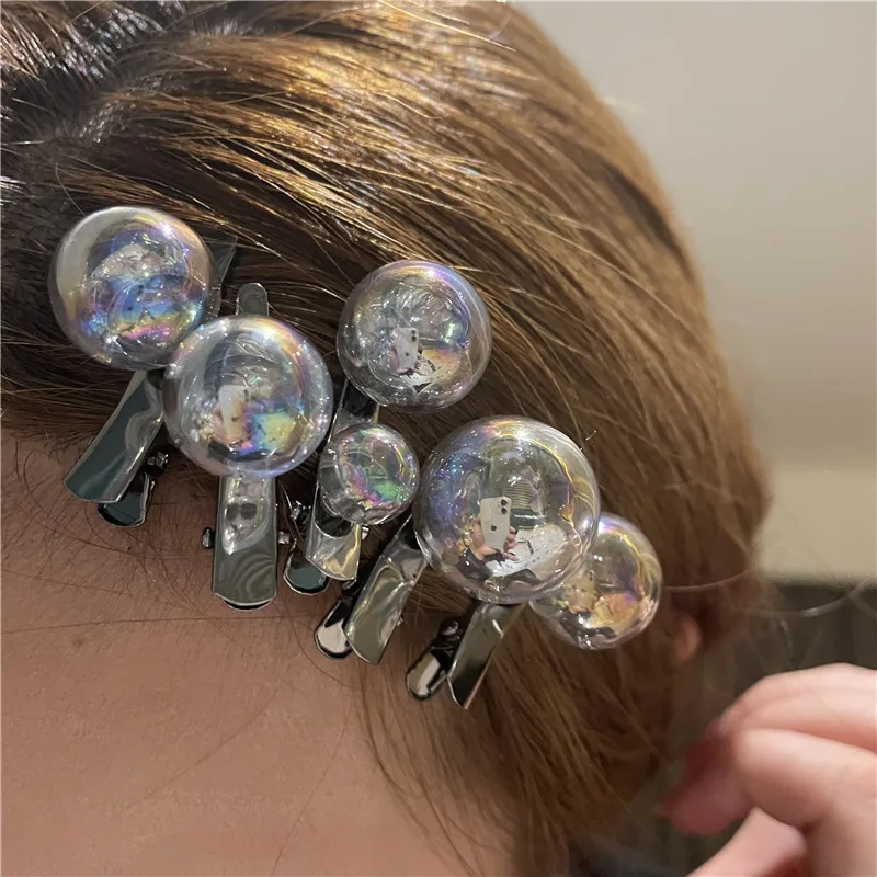 

5 Pcs/set Funny Glass Ball Hair Pins for Girls Women Fashion Hair Accessories Cute Punk Circle Hair Clips Barrette Harajuku Gift