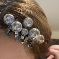 5 pcsset funny glass ball hair pins for girls women fashion hair accessories cute punk circle hair clips barrette harajuku gift