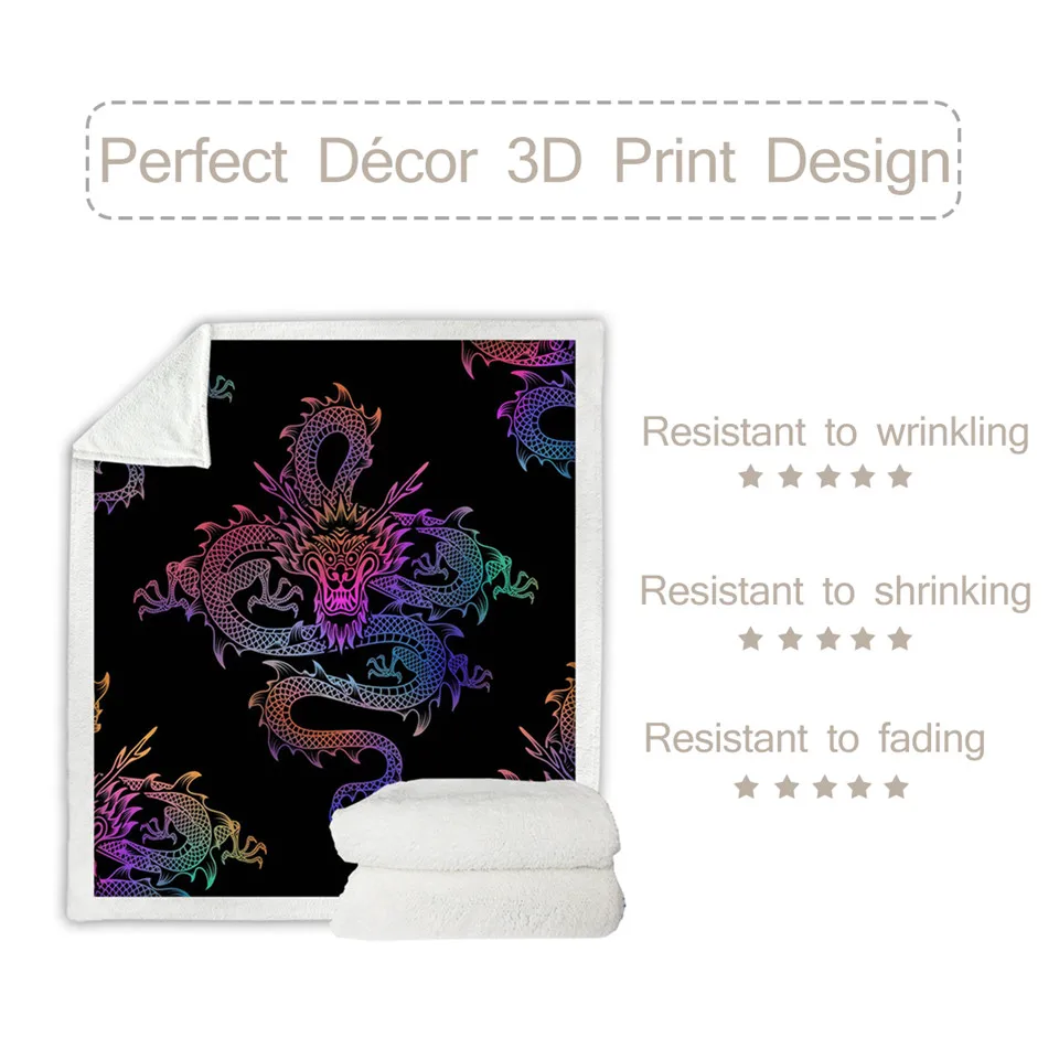 Постельное белье на выход Драконий шерпа пледы одеяло красочное печатное