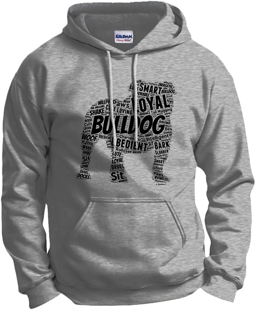 English Bulldog Word Art Dog Puppy Owner Gift Hoodie Sweatshirt Streetwear Mens Hip Hop Casual Pullover Hooded Male Tops | Мужская